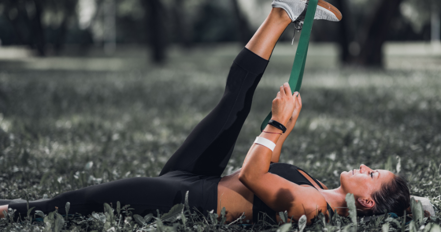 Woman Stretching with Resistance Bands