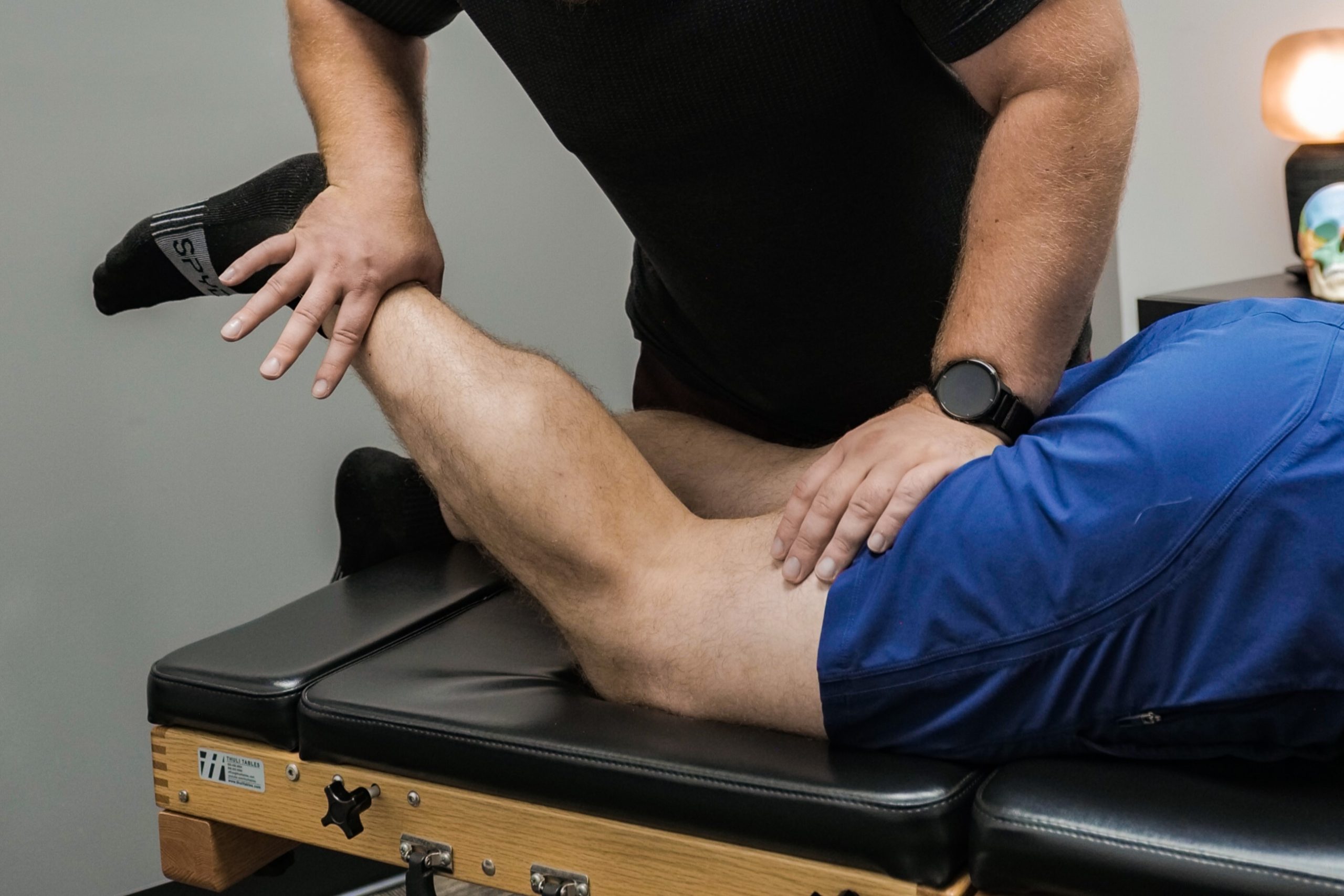 A patient has their hamstring tested